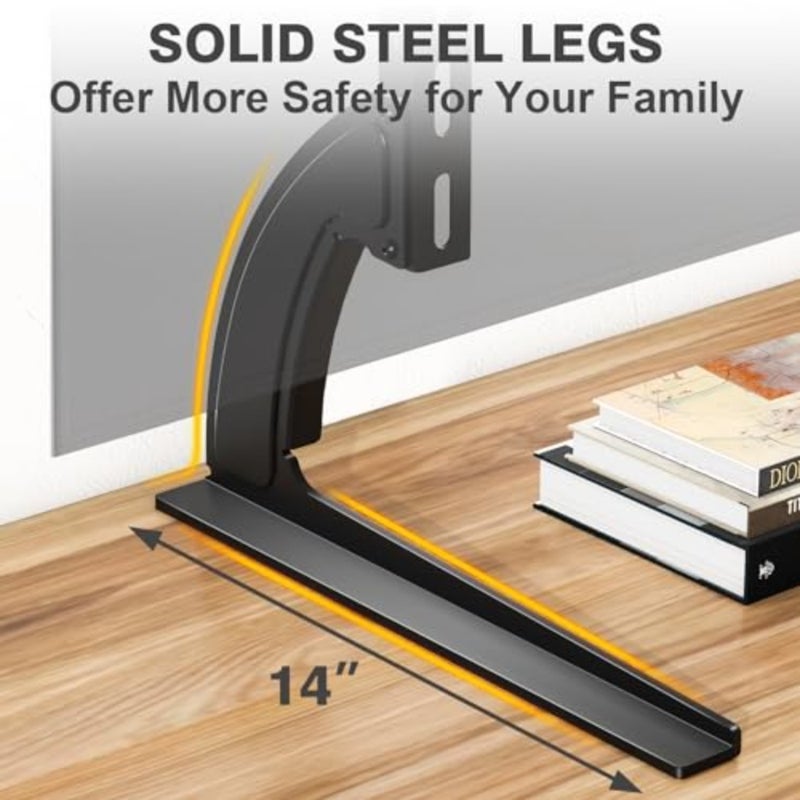 TAVR Universal Table Top TV Stand Mount for 27-65 Inch LCD/LED Flat/Curved TVs, Steel Black Height Adjustable Base, Holds up to 88 lbs, Max VESA 800x500mm - Image 4