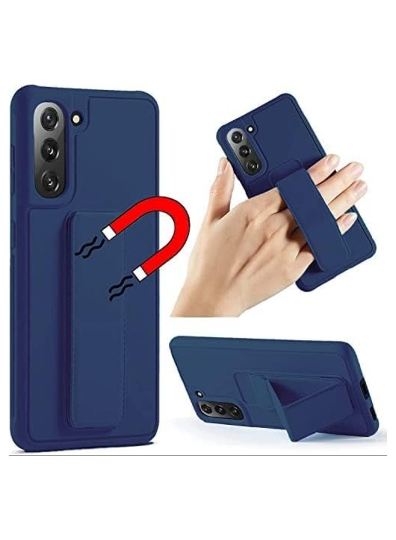 ELTRAZONE ELTERAZONE Case Compatible with Samsung Galaxy A02S Case Cover Blue Grip Magnetic Car Mount Kickstand & Holder, Premium Silicone Vertical & Horizontal Hand Strap and Grip with Multi Stand - Image 1