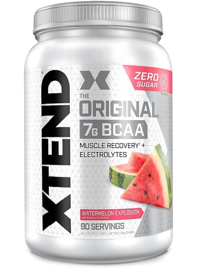 XTEND Original Bcaa Powder Watermelon Explosion - Zero Calorie, Zero Carb, Zero Sugar - Post Workout Muscle Recovery Drink With Amino Acids - 7G Bcaas For Men & Women - 90 Servings  - Image 1