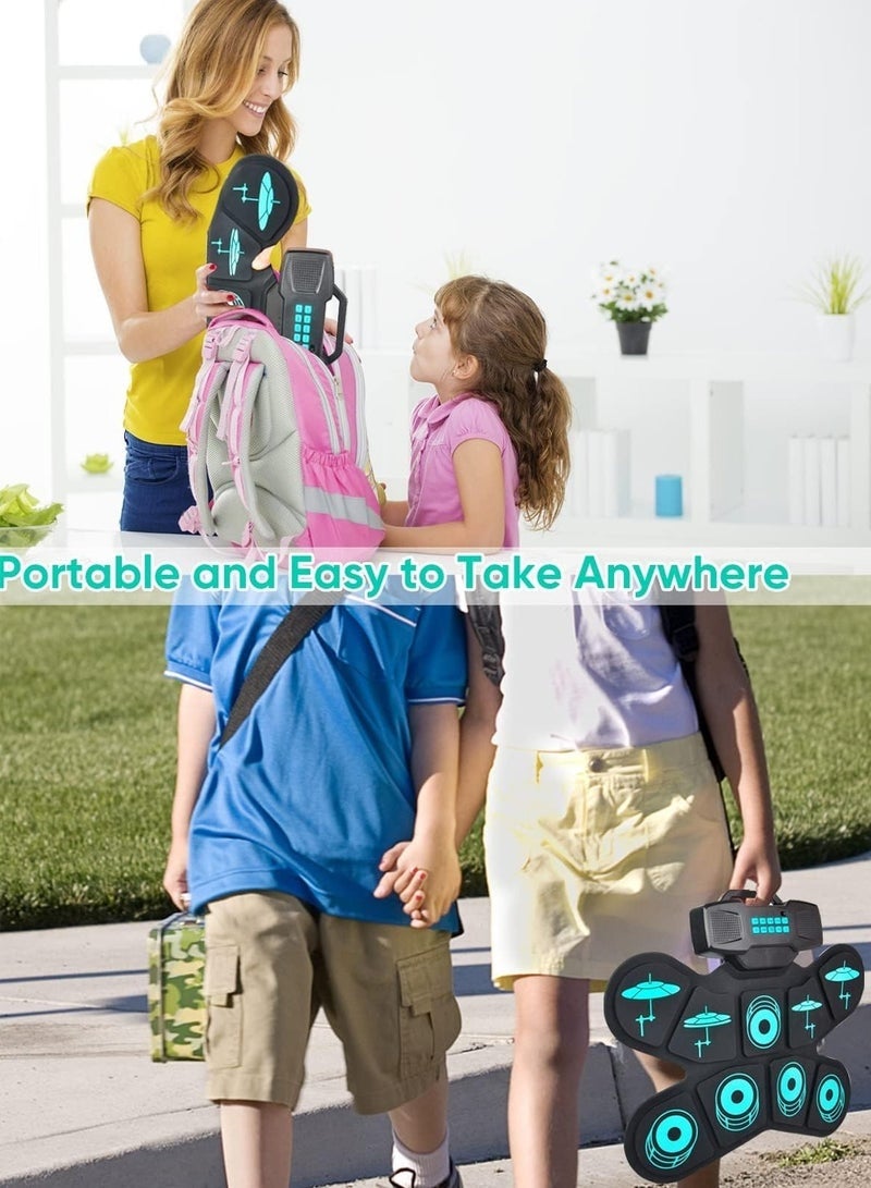 WALALLA Electronic Drum Sets, Portable 9-Pads Electronic Drum Set with USB MIDI Connectivity and Drum Sticks Foot Pedals, Built-in Stereo Dual Speakers for Beginner for Kids New Years & Birthday Gift - Image 4