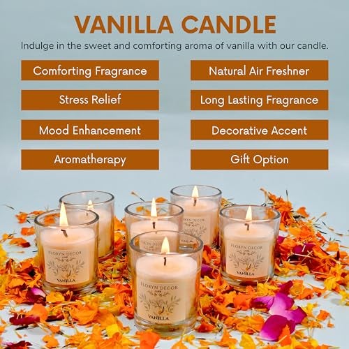 Floryn Decor Luxe Vanilla Scented Soy Wax Candles for Home Decor | Fragrance Candles Set of 6, 55 Grams Each - Image 5