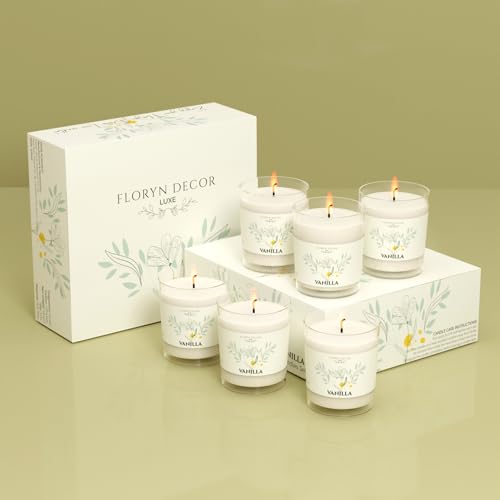 Floryn Decor Luxe Vanilla Scented Soy Wax Candles for Home Decor | Fragrance Candles Set of 6, 55 Grams Each - Image 1