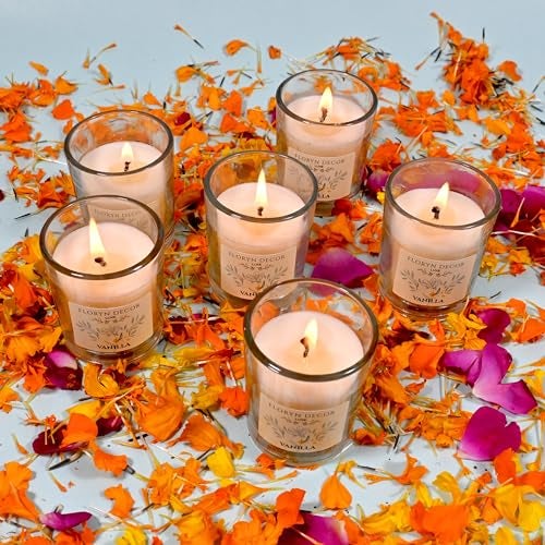 Floryn Decor Luxe Vanilla Scented Soy Wax Candles for Home Decor | Fragrance Candles Set of 6, 55 Grams Each - Image 4