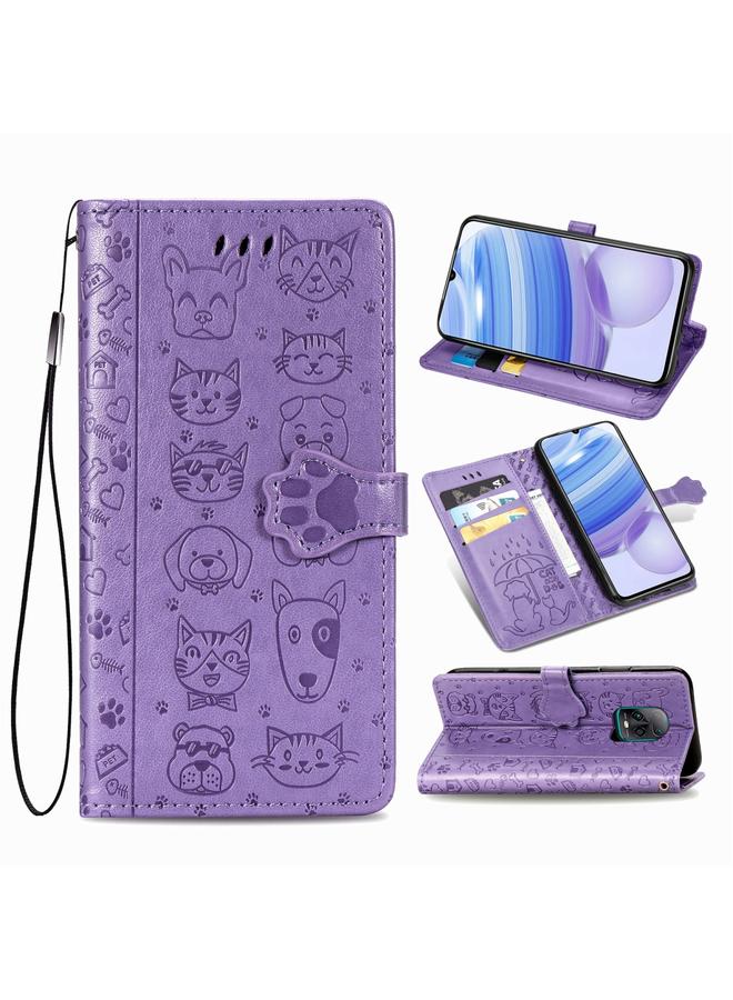 Case For Xiaomi Redmi 10X Pro 5G/10X 5G Cute Cat and Dog Embossed Horizontal Flip Leather Case with Bracket / Card Slot / Wallet / Lanyard