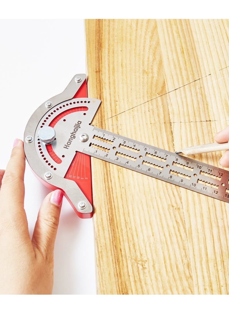 Hanghaijia Woodworking DIY Side Ruler T Shape Adjustable Caliper Protractor, Stainless Steel Angle Measuring Centimeter Scale Scribing Tool  - Image 5