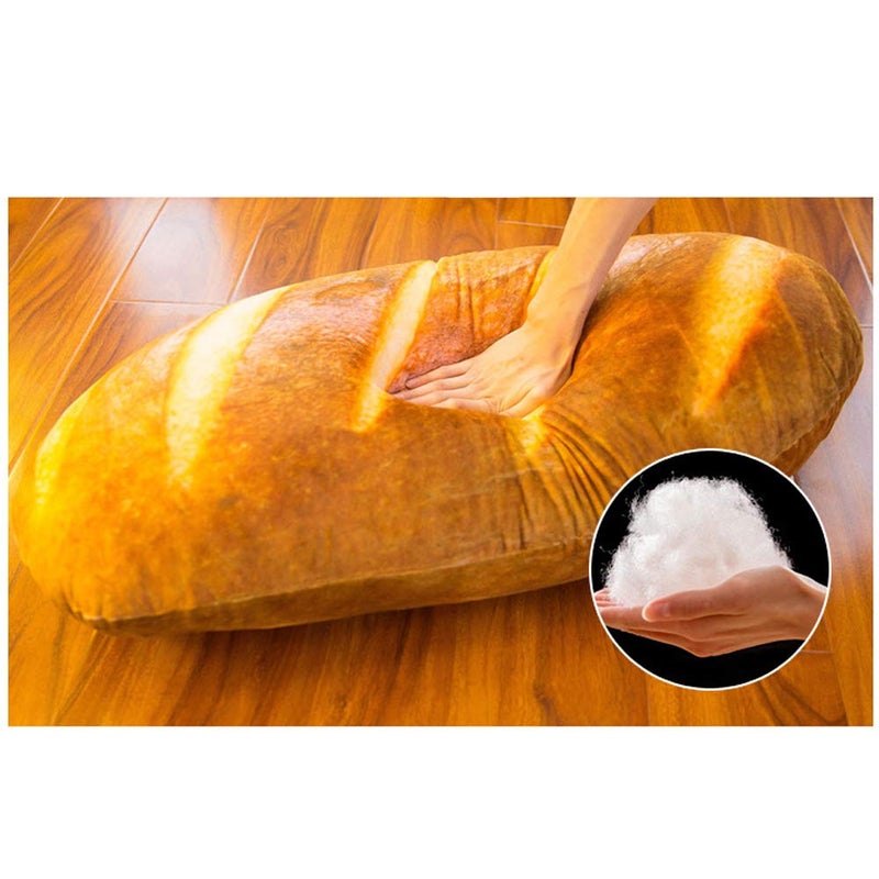 Levenkeness 3D Simulation Bread Plush Pillow,Soft Butter Toast Bread Food Pillow Lumbar Back Cushion Stuffed Toy for Home Decor 39.3" - Image 3