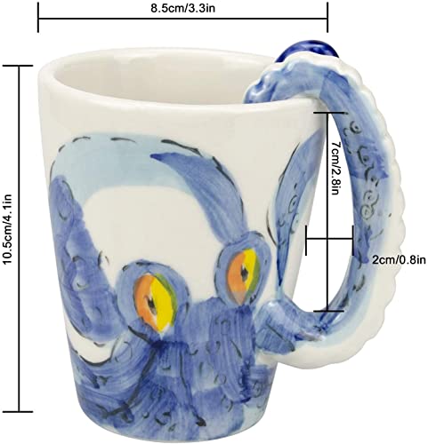 Homee Handmade Creative Art Coffee Mug Ceramic Milk Cups Ocean Style (Octopus) - Image 2