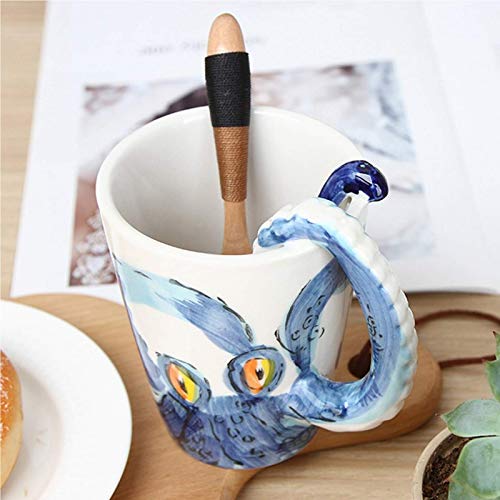 Homee Handmade Creative Art Coffee Mug Ceramic Milk Cups Ocean Style (Octopus) - Image 3