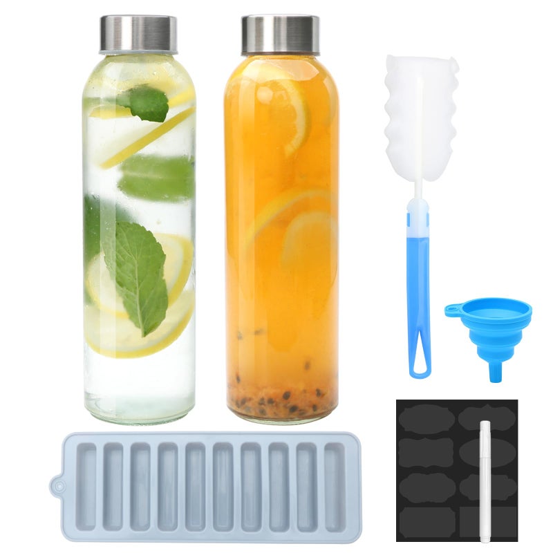 Brajttt Glass Juice Bottle with Lids16oz Juicing Bottles Reusable Clear Glass Water Bottles 16 oz with Stainless Steel Airtight CapJuice Beverage Container Leak ProofSet of 2 - Image 2