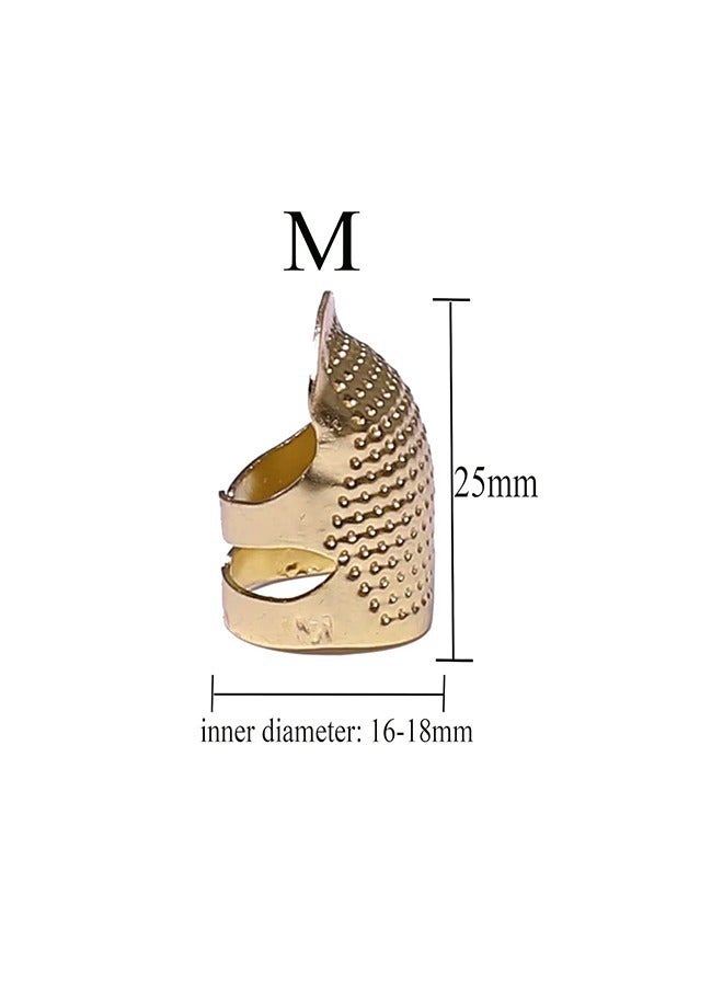 2 Pcs Sewing Thimble Finger Protector, Adjustable Finger Metal Shield Protector Pin Needles Sewing Quilting Craft Accessories DIY Sewing Tools Needlework (Gold) - Image 2