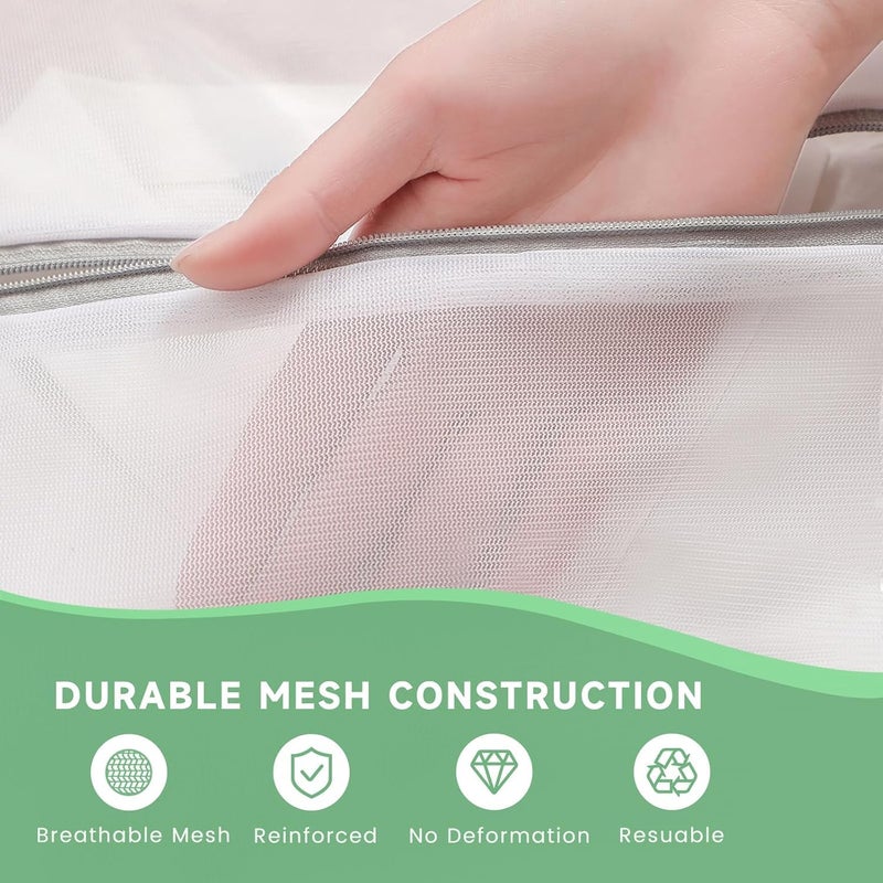 BTIFU 4Pcs Mesh Laundry Bags, Durable Delicate Laundry Bag for College, Dorm, Travel, Family and Apartment Dwellers, (20x15 Inches), White - Image 3