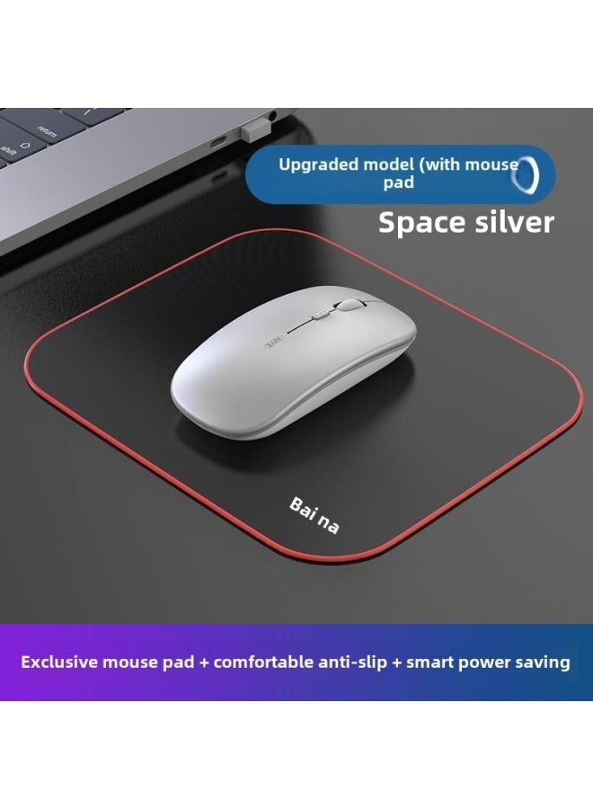 Wireless Mouse Bluetooth Dual-mode Rechargeable Silent Silent Game Business Office Tablet Notebook Desktop Wholesale-Specification:Space Silver/wireless Upgraded Version  Comes With Exclusive Mouse Pad - Official Standard  - Image 1