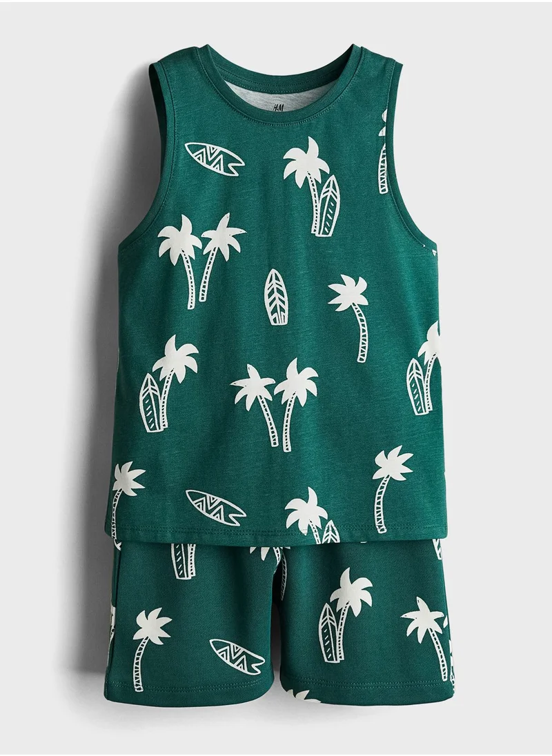 H&M Kids Kitty Printed T-Shirt & Shorts Set