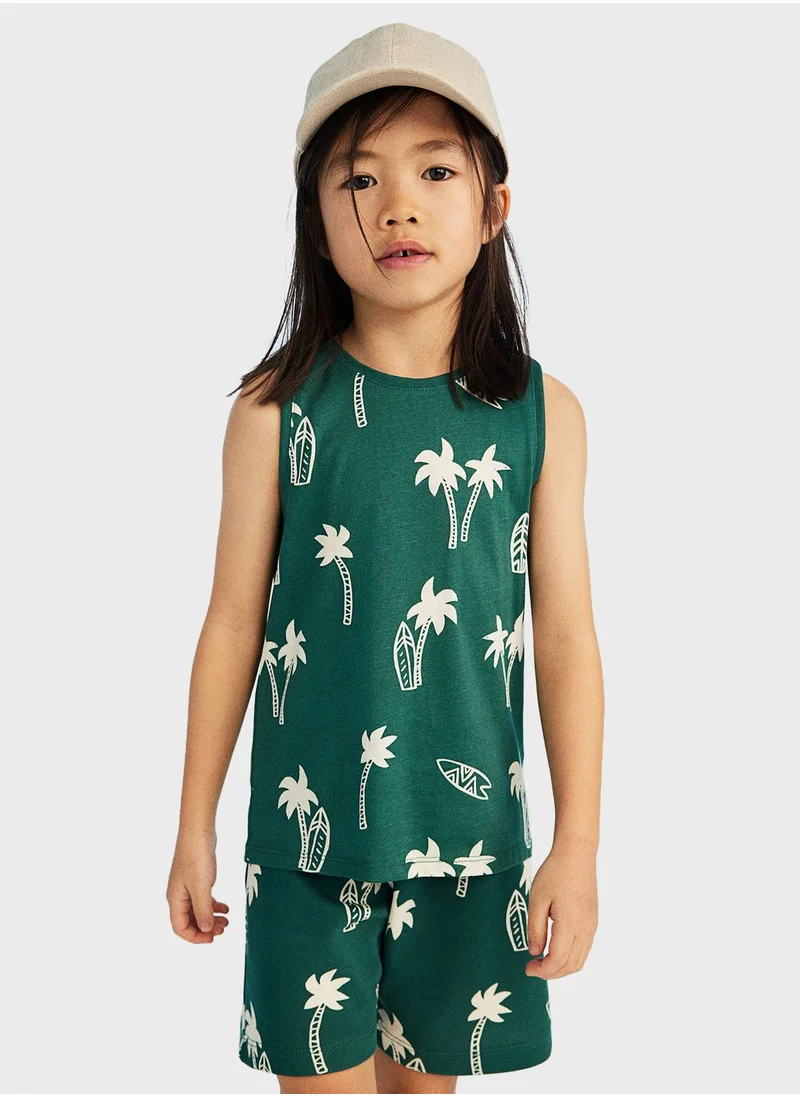 H&M Kids Kitty Printed T-Shirt & Shorts Set