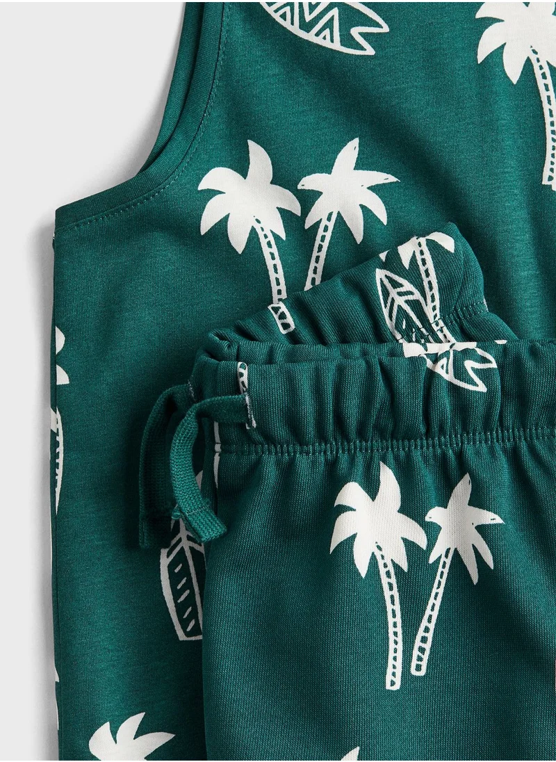 H&M Kids Kitty Printed T-Shirt & Shorts Set