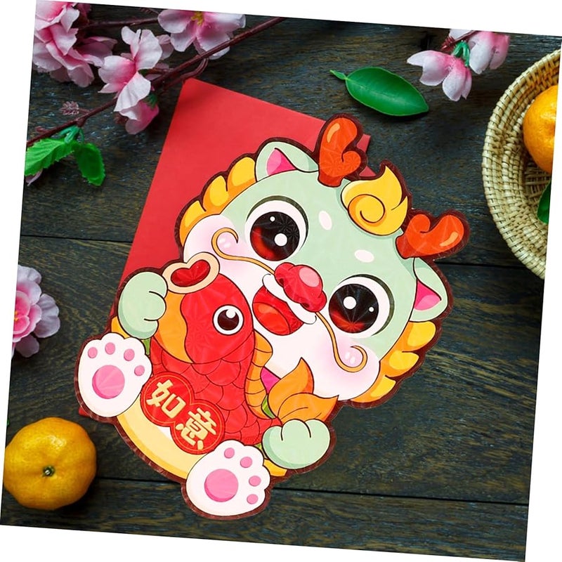 ظروف تقليدية صينية على شكل تنين باللون الأحمر 60 قطعة حزم نقود محظوظة للعام الجديد والزفاف - Image 4