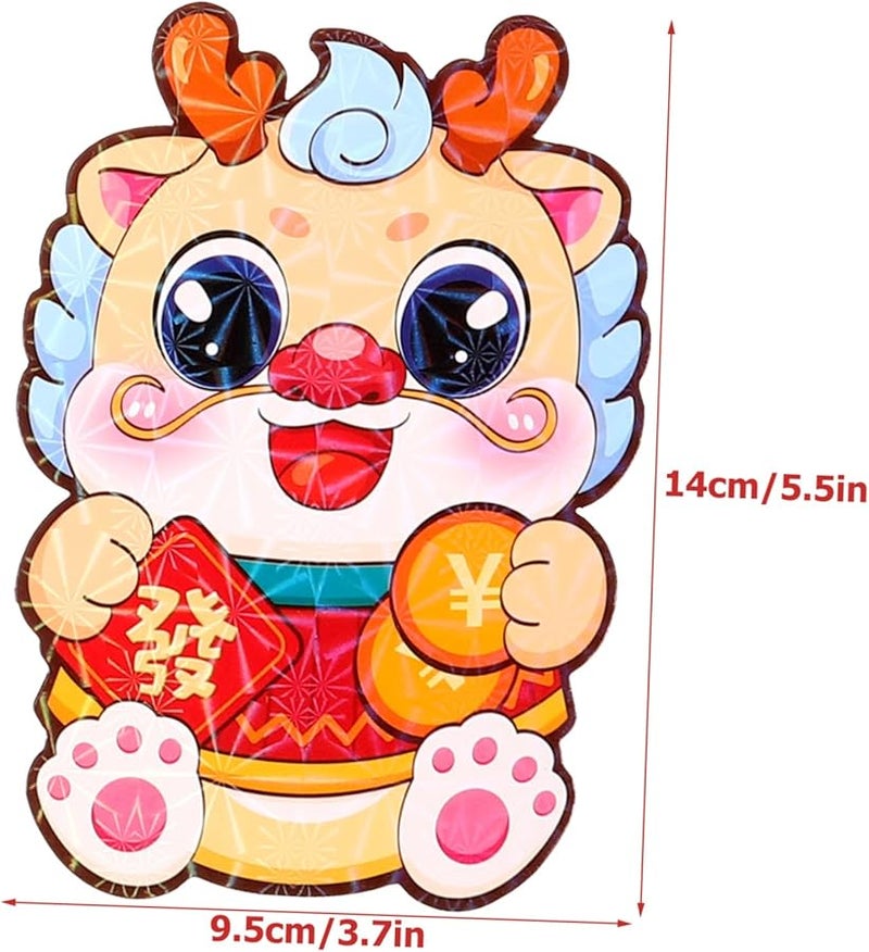 ظروف تقليدية صينية على شكل تنين باللون الأحمر 60 قطعة حزم نقود محظوظة للعام الجديد والزفاف - Image 3