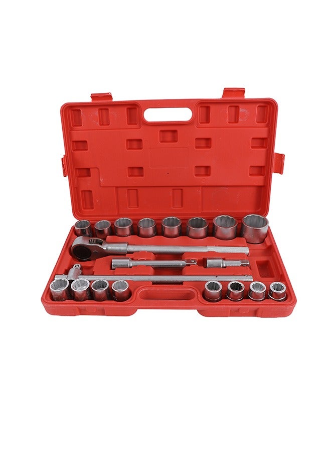 لوازم شنطة حبوب 3/4 بوصة 19 قطعة - مجموعة أدوات إصلاح السيارات تشمل مفتاح ربط، رؤوس شد، أعمدة تمديد، وحقيبة تخزين - أدوات ميكانيكية متعددة الأحجام للصيانة الشاملة للسيارات والشاحنات - Image 1