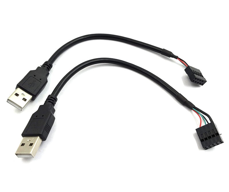 Duttek 9 pin USB Header to USB Cable, USB 2.0 Type A Male to Dupont 9 Pin Female Header Motherboard Cable Cord (AM to 9Pin 0.2M)(2 Pack) - Image 1