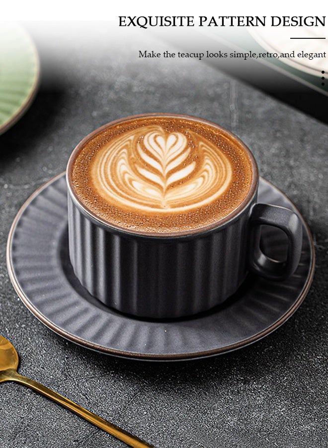 DUNISO Tea Cup and Saucer Set,  Porcelain Espresso Coffee Cup with Saucer and Spoon, Ceramic Tea and Coffee Mugs for Home,Office Elegant Afternoon Tea and Artful Coffee Enjoyment - Image 4