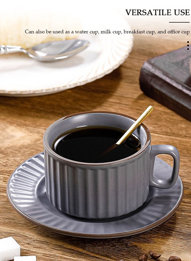 DUNISO Tea Cup and Saucer Set,  Porcelain Espresso Coffee Cup with Saucer and Spoon, Ceramic Tea and Coffee Mugs for Home,Office Elegant Afternoon Tea and Artful Coffee Enjoyment - Image 2