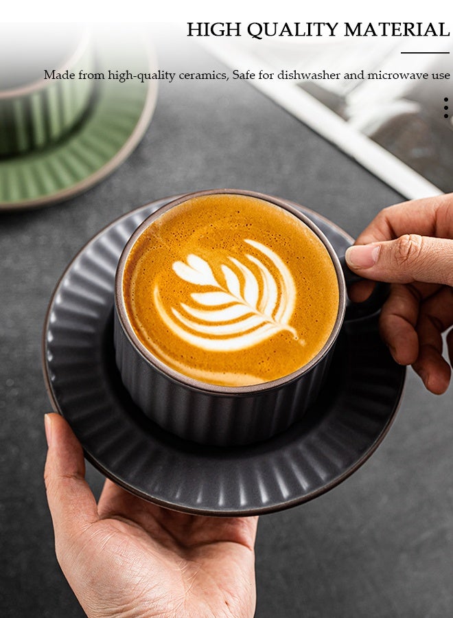 DUNISO Tea Cup and Saucer Set,  Porcelain Espresso Coffee Cup with Saucer and Spoon, Ceramic Tea and Coffee Mugs for Home,Office Elegant Afternoon Tea and Artful Coffee Enjoyment - Image 3