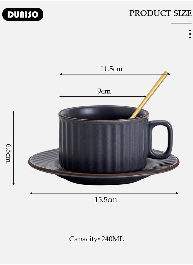 DUNISO Tea Cup and Saucer Set,  Porcelain Espresso Coffee Cup with Saucer and Spoon, Ceramic Tea and Coffee Mugs for Home,Office Elegant Afternoon Tea and Artful Coffee Enjoyment  - Image 4