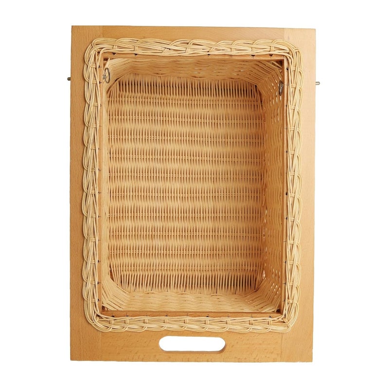 KYNE KYNE Wicker Basket for Kitchen with Wooden ChannelsRunners Pull out Cane Storage for Vegetables Fruits Durable EasytoClean Cabinet Organizer for Kitchen 16 W X 20 L X 8 H  - Image 1