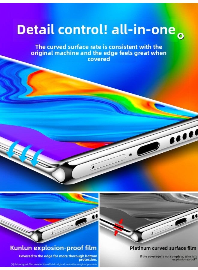 For Huawei P30Pro Tempered Film Anti-Fingerprint Curved Surface P30Por Mobile Phone Film Full Screen Coverage Drop-resistant P30Pro-Colour:Blu-ray Version [curved Surface Explosion-proof Film] 2 Pieces-Size:For Huawei P30 Pro  - Image 3
