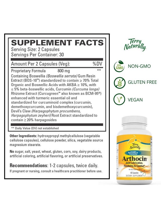 Terry Naturally Arthocin 60 Vegan Capsules Joint  Cartilage Support Supplement Optimizes Comfort Mobility  Flexibility Nongmo Glutenfree 30 Servings - Image 4