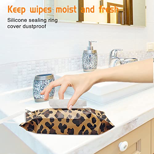 itechpanda 2 Pack Portable Baby Wipes Dispenser Holder Set, Leopard Print Refillable Baby Wipes Container, Wipe Holder, Reusable Travel Wet Wipe Pouch for Diaper Bag Lightweight Travel Wipes Dispenser Cases - Image 5