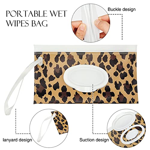 itechpanda 2 Pack Portable Baby Wipes Dispenser Holder Set, Leopard Print Refillable Baby Wipes Container, Wipe Holder, Reusable Travel Wet Wipe Pouch for Diaper Bag Lightweight Travel Wipes Dispenser Cases - Image 4