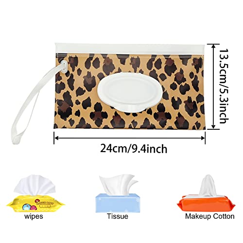 itechpanda 2 Pack Portable Baby Wipes Dispenser Holder Set, Leopard Print Refillable Baby Wipes Container, Wipe Holder, Reusable Travel Wet Wipe Pouch for Diaper Bag Lightweight Travel Wipes Dispenser Cases - Image 2