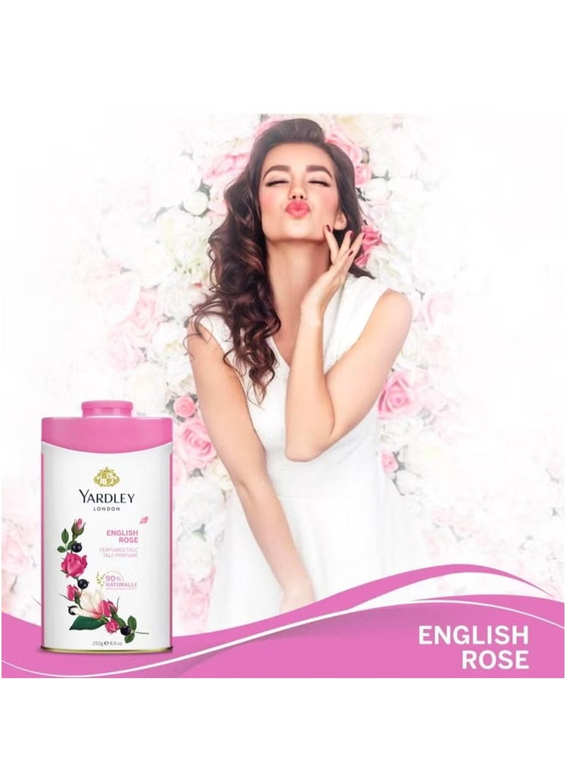 Yardley English Rose Perfumed Talcum Body Powder, All Day Fragrance, Soft and Feminine Freshness- 250 gm  - Image 2