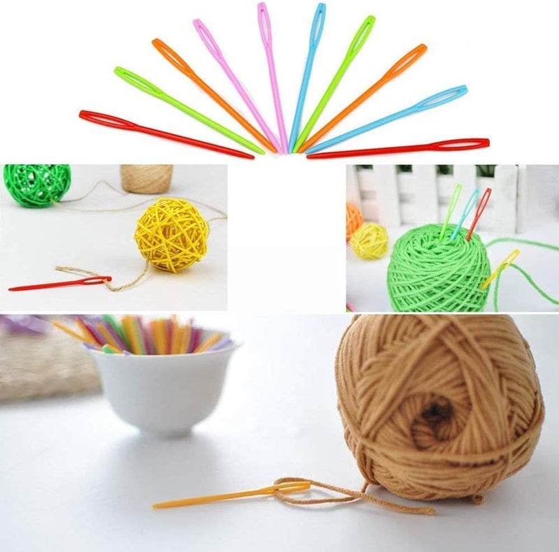FILAN 100 Colorful Plastic Sewing Needles, 7cm Length, Large Eye, Blunt, Learning & Safety Needles for Kids - Image 2
