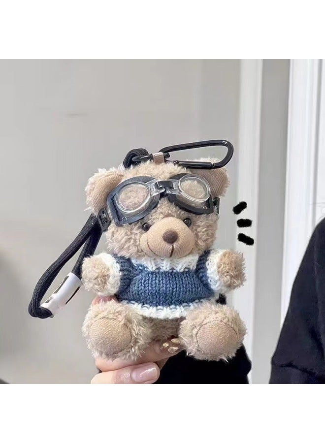 Pilot Blush Bear Bag Bag Pendant Backpack Car Key Chain Plush Doll Student Trinket Gift-Color:Little White Bear-nude Bear-Height:Premium Lanyard - Image 2