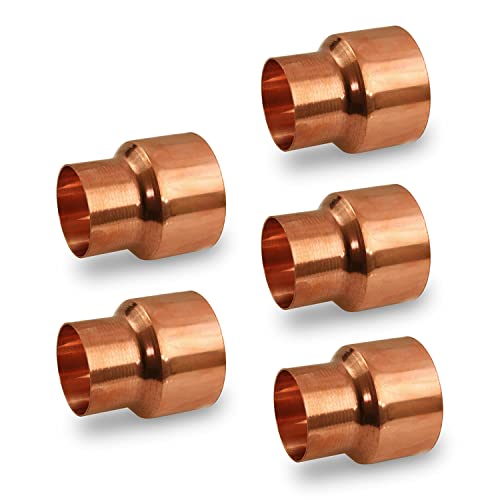 SUPPLYGIANT Supply Giant DDSD3814-5 Reducing Copper Coupling Fittings With Sweat Ends And Rolled Tube, 3/8 X 1/4 Inch - Image 1