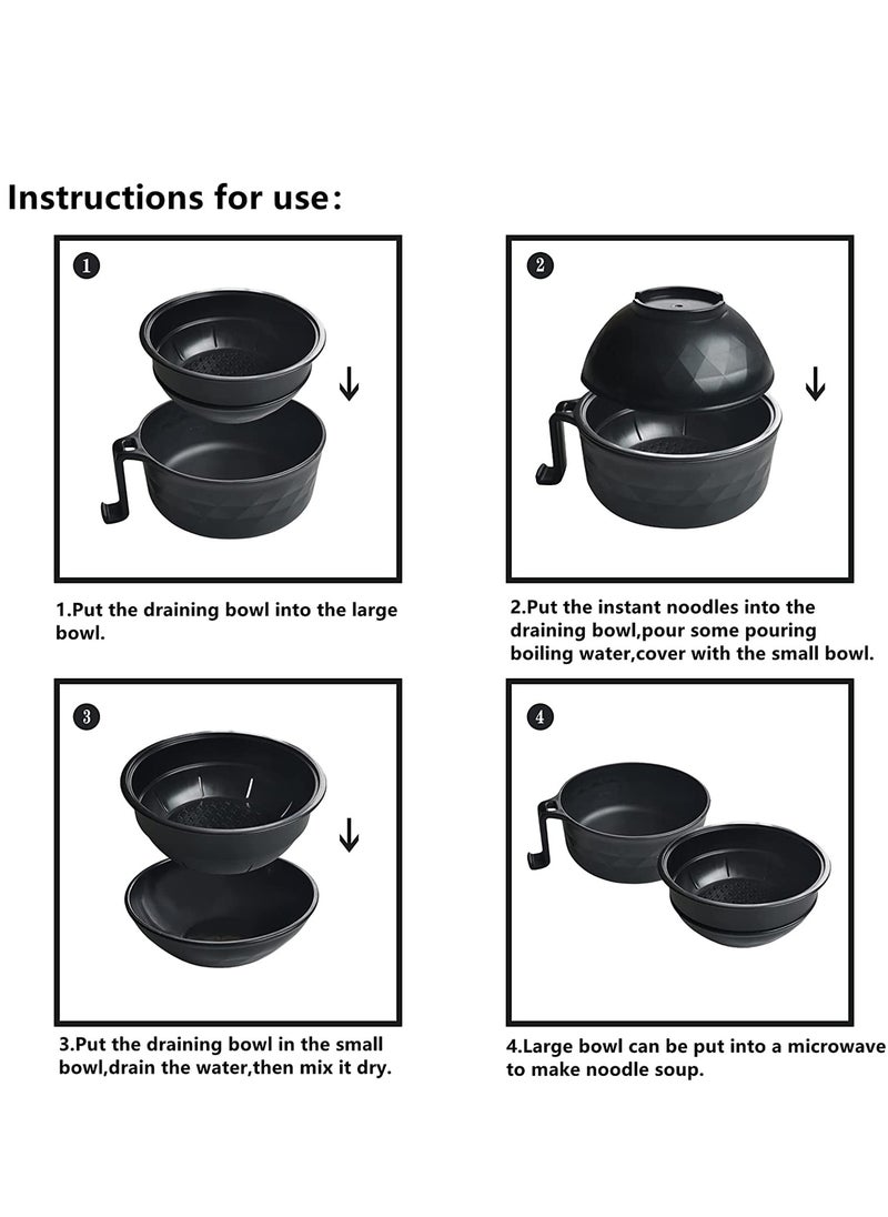 SYOSI - Microwave Ramen Cooker Ramen Bowl Set with Lid Chopsticks College Dorm Room Essentials for Girls, Boys, Rapid and Quick Ramen Cooker with Handles  Apartment Essentials for Apartment Black - Image 1