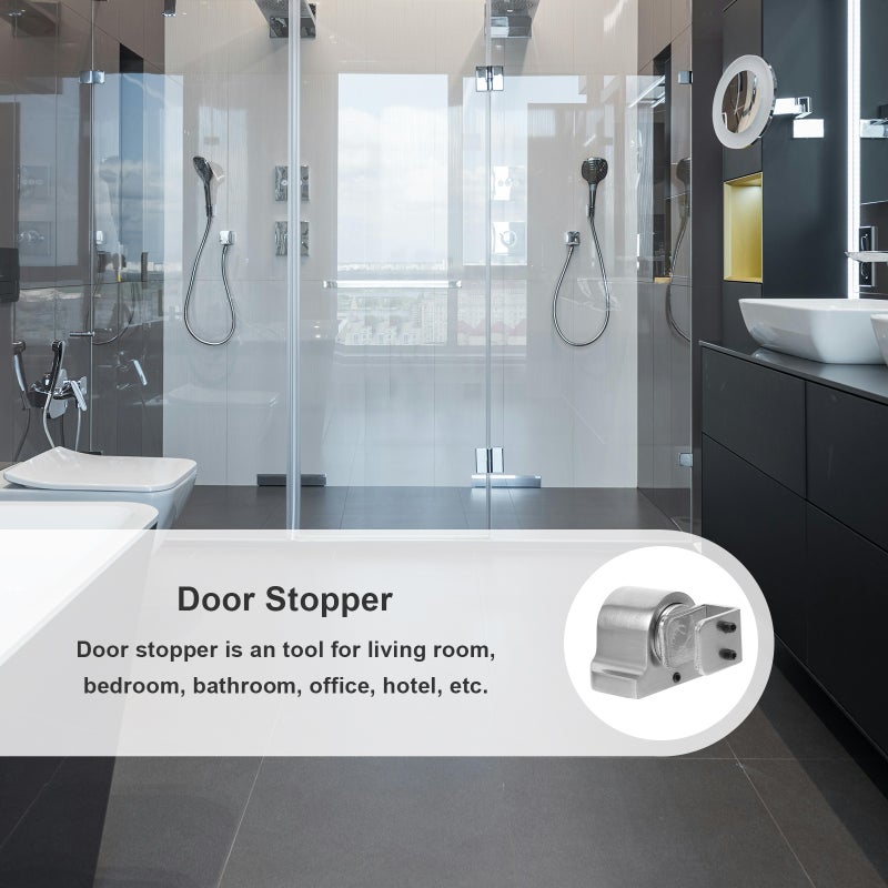 1 Set Glass Door Floor Mount Door Shower Door Stop Push Door Catch with Accessories - Image 2