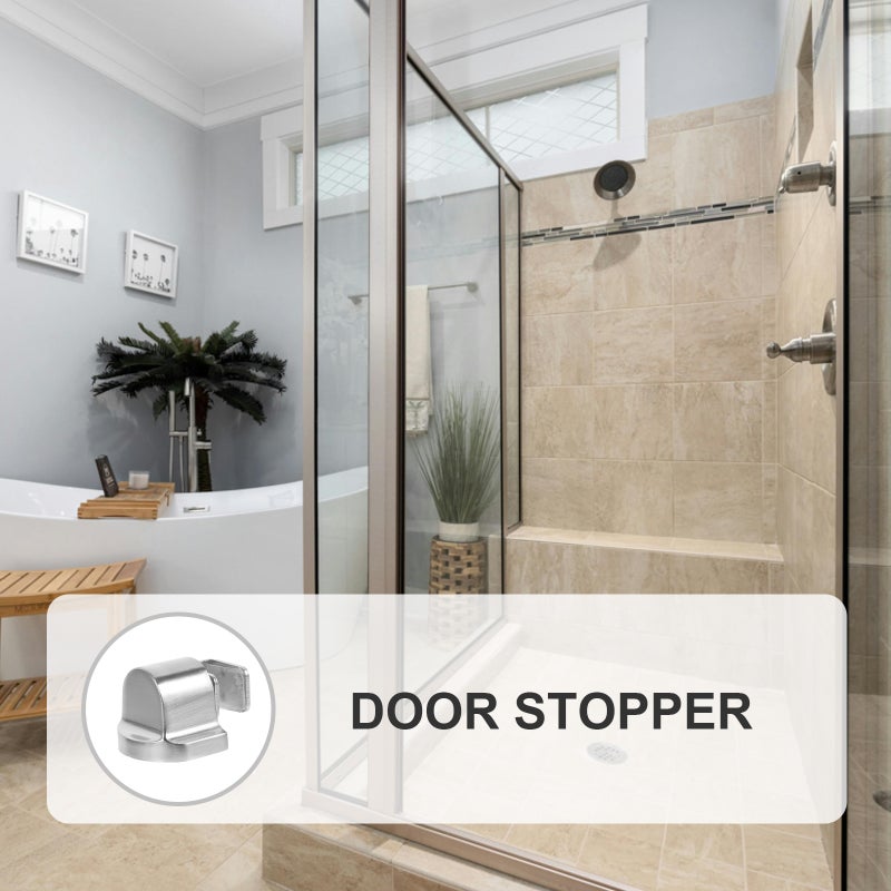 1 Set Glass Door Floor Mount Door Shower Door Stop Push Door Catch with Accessories - Image 3