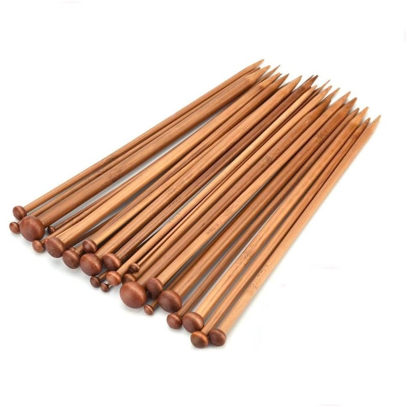 Maharsh 36 pcs 18 Size Wood Knitting Needle Set 25cm or 35 cm Small to Large 2-10mm, Sturdy Round Blunt Yarn Knitting Needles Tool Kit - Image 1