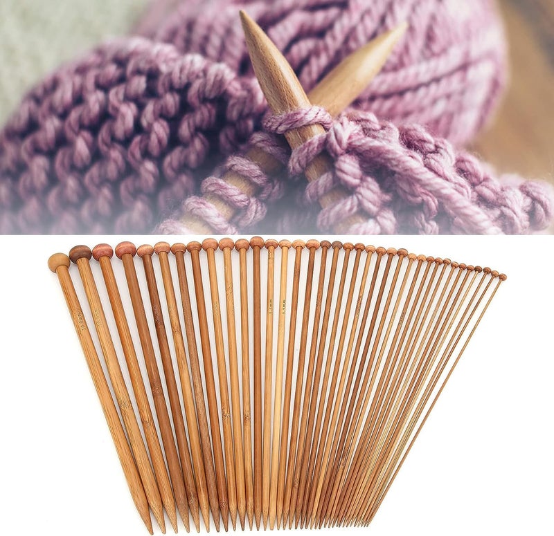 Maharsh 36 pcs 18 Size Wood Knitting Needle Set 25cm or 35 cm Small to Large 2-10mm, Sturdy Round Blunt Yarn Knitting Needles Tool Kit - Image 5