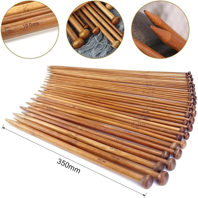 Maharsh 36 pcs 18 Size Wood Knitting Needle Set 25cm or 35 cm Small to Large 2-10mm, Sturdy Round Blunt Yarn Knitting Needles Tool Kit - Image 4