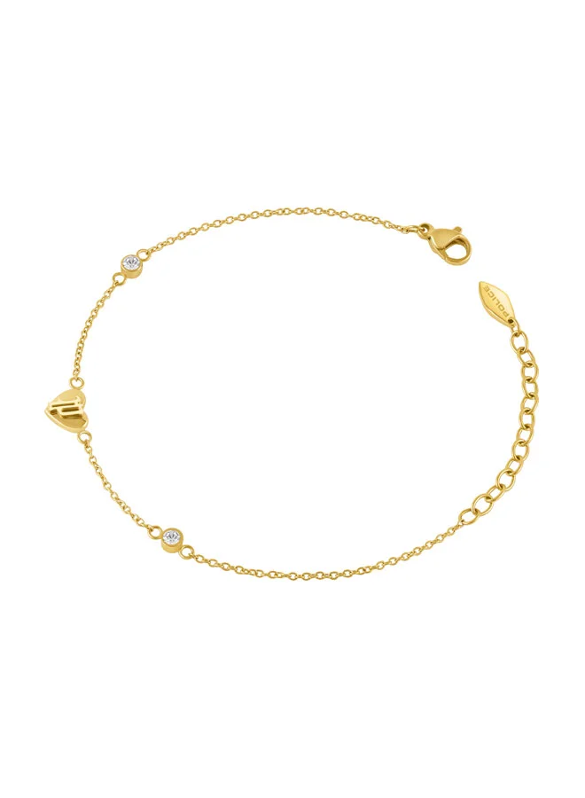 بوليس Heartbound Gold Plated Stainless Steel Chain Bracelet for Women