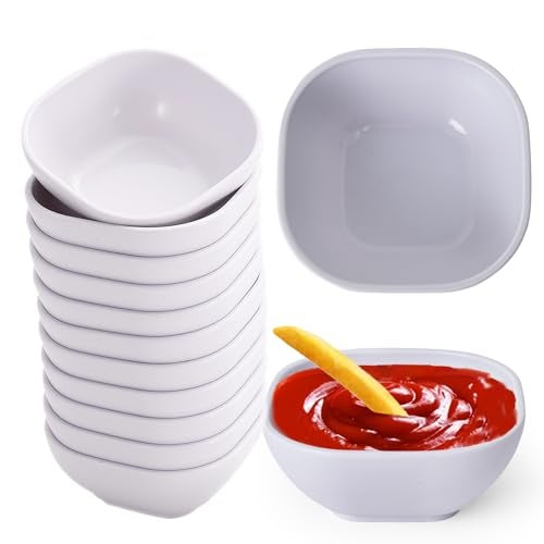 SHECIPIN 12 pack wheat straw dipping bowls 4.5oz,alternative plastic soy sauce dishes,unbreakable small dessert bowls microwave and dishwasher safe for snack,sushi,condiment (white) - Image 1