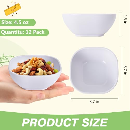 SHECIPIN 12 pack wheat straw dipping bowls 4.5oz,alternative plastic soy sauce dishes,unbreakable small dessert bowls microwave and dishwasher safe for snack,sushi,condiment (white) - Image 2