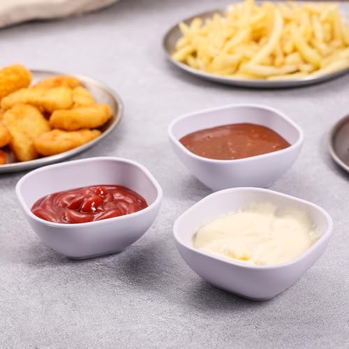 SHECIPIN 12 pack wheat straw dipping bowls 4.5oz,alternative plastic soy sauce dishes,unbreakable small dessert bowls microwave and dishwasher safe for snack,sushi,condiment (white) - Image 5