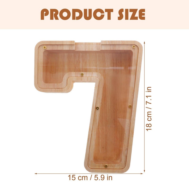 Wooden Piggy Bank Desktop Coin Saving Box Unbreakable Money Jar for Boys - Image 3