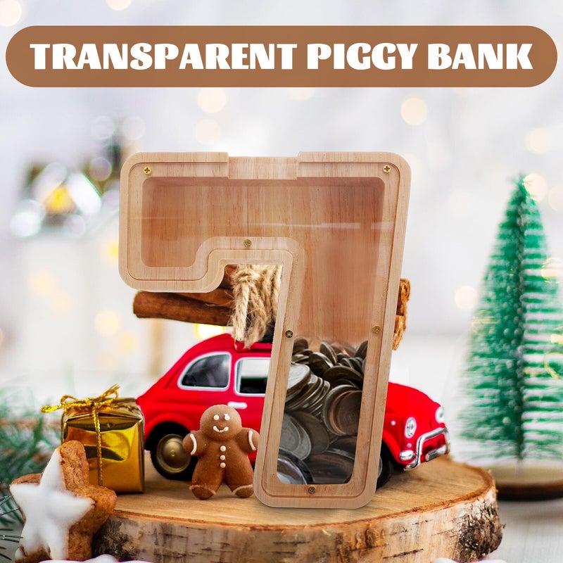 Wooden Piggy Bank Desktop Coin Saving Box Unbreakable Money Jar for Boys - Image 5