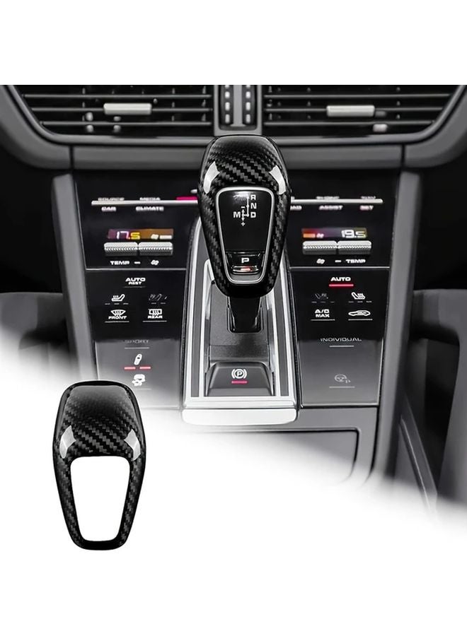 Carbon Fiber Gear Shift Knob Cover For Porsche Cayenne 2018 2022 - Image 1